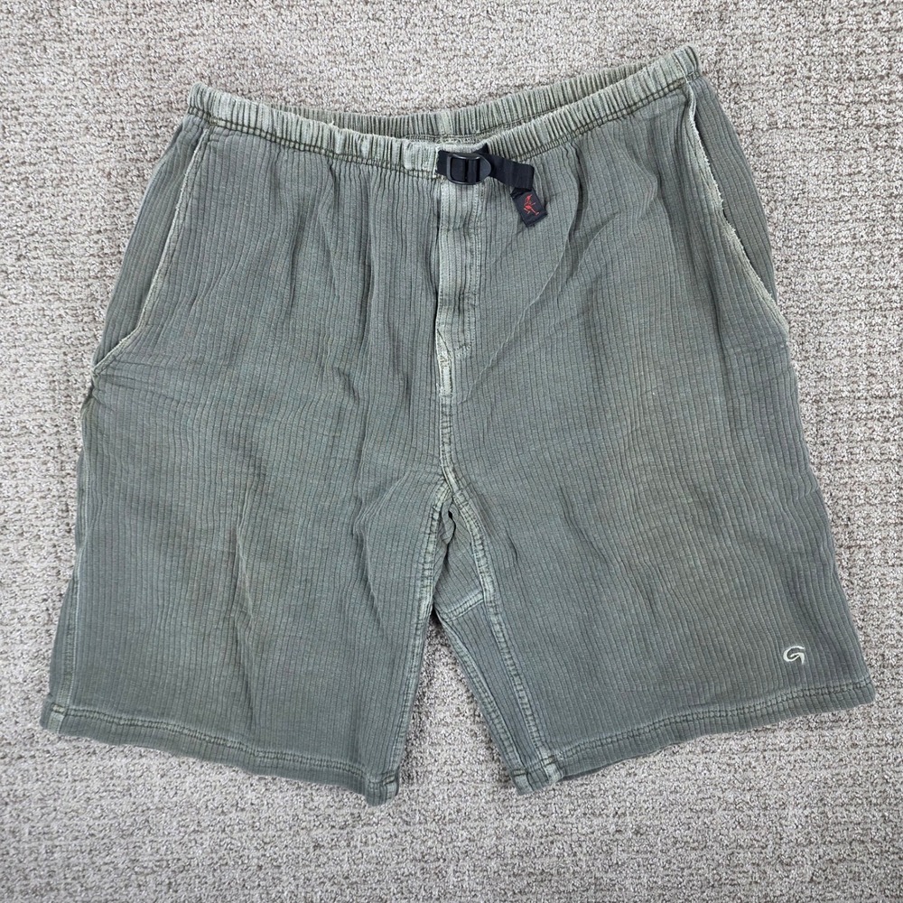 Gramicci Mens XL Ribbed Corduroy Belted G-Shorts Green Made in USA Vintage